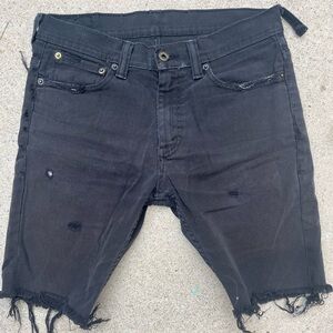 Men's Levi's 510 Jorts Black Cut-Off Jeans 30 Thrashed Tatter Hipster Bikes City